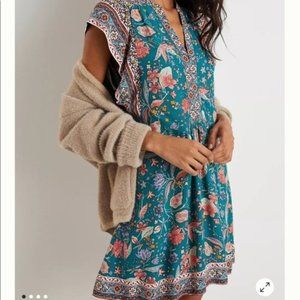 Anthropologie Zenia Green Floral dress
